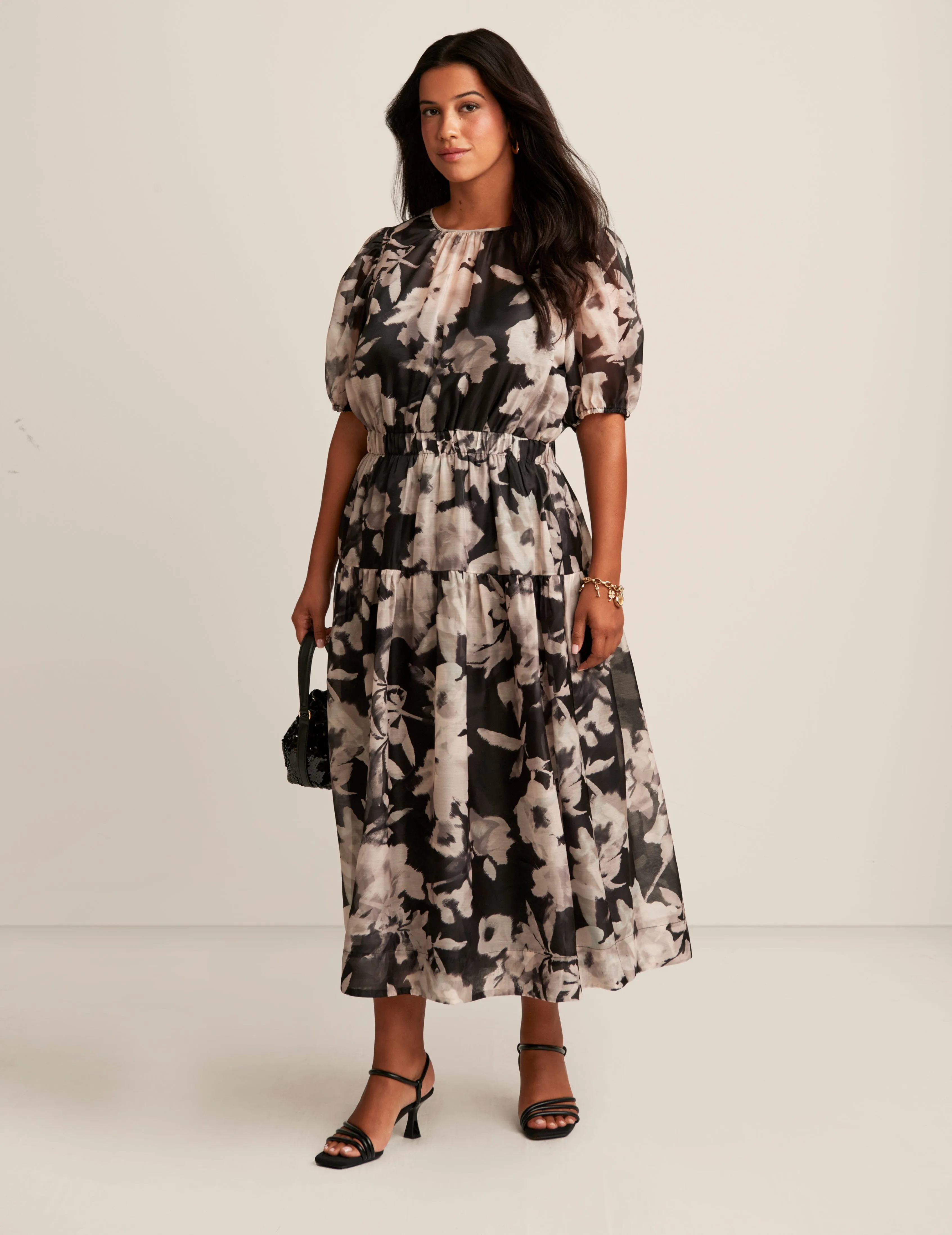 Plus Size Tiered Puff Sleeve Midi Dress sold by Anne Klein