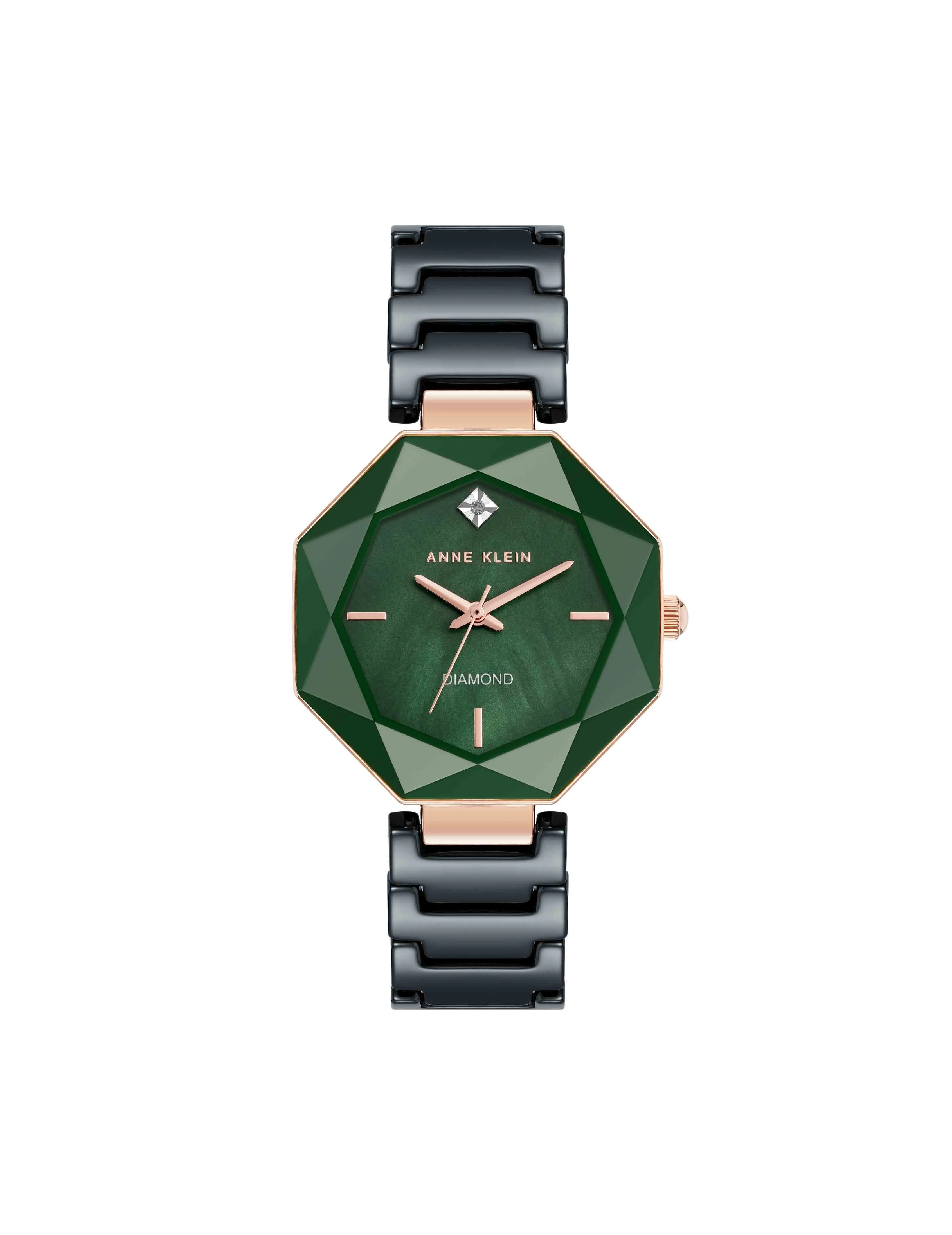 Octagonal Ceramic Diamond Dial Bracelet Watch sold by Anne Klein
