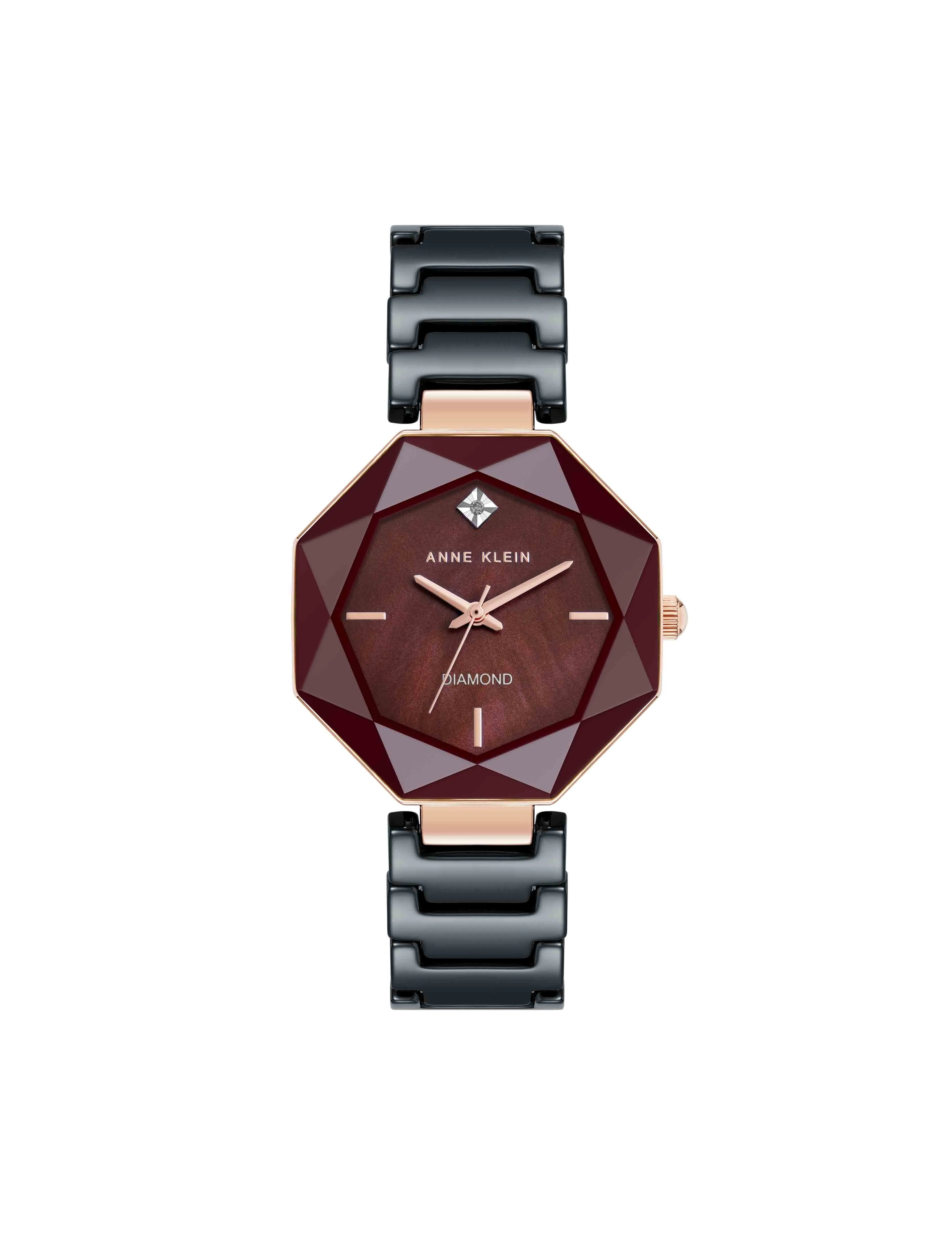 Octagonal Ceramic Diamond Dial Bracelet Watch sold by Anne Klein
