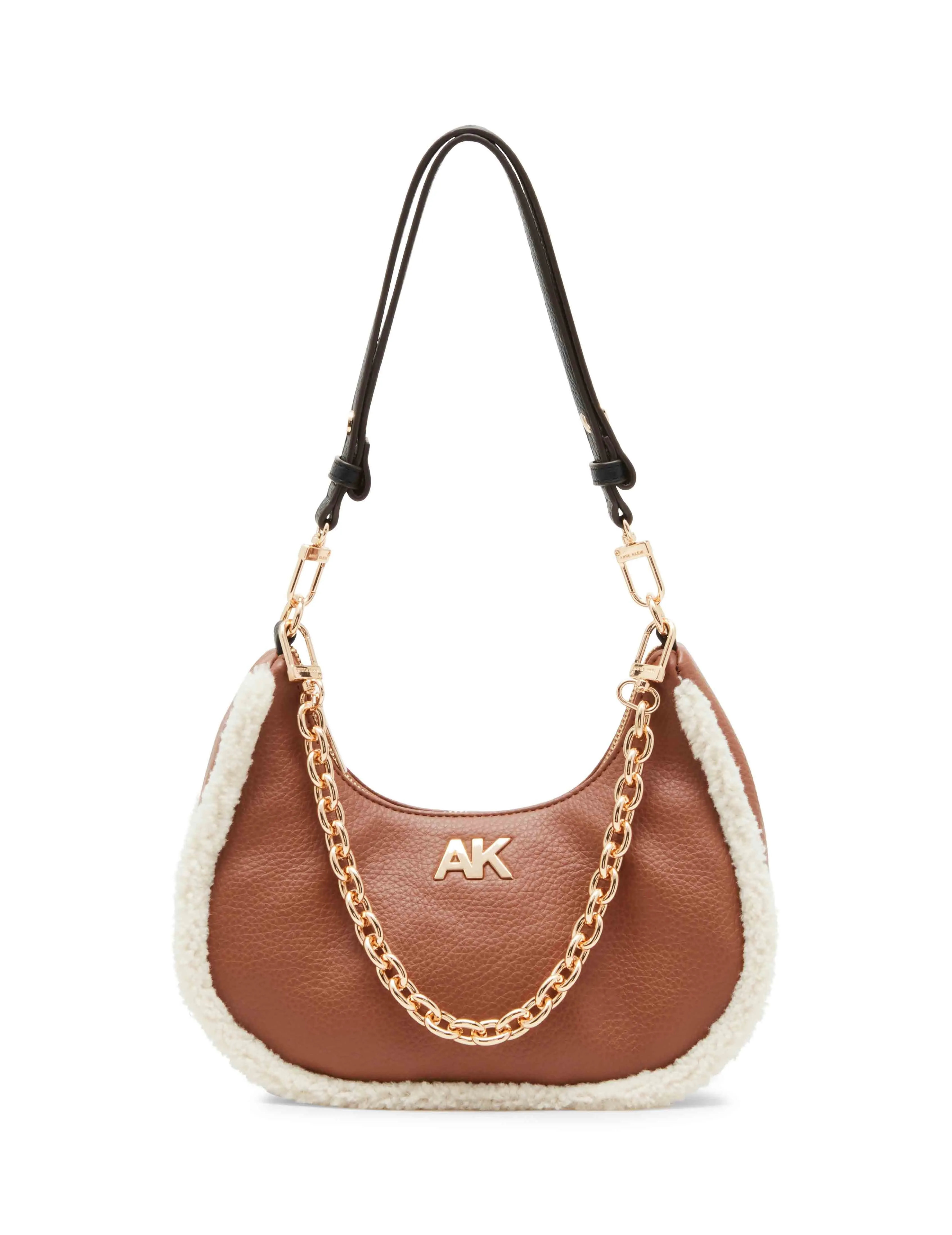 Sherpa Crescent Shoulder Bag With Swag Chain sold by Anne Klein
