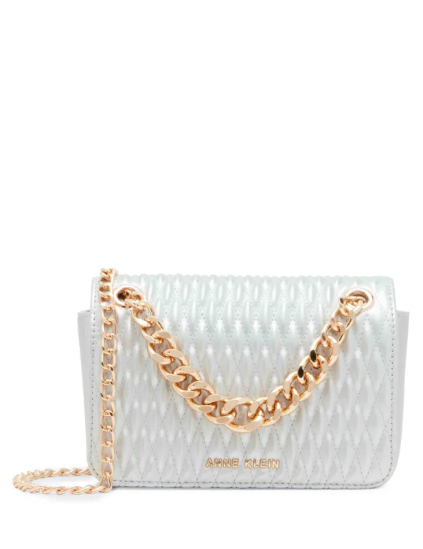 Ruched Flap Crossbody With Oversized Chain Swag sold by Anne Klein