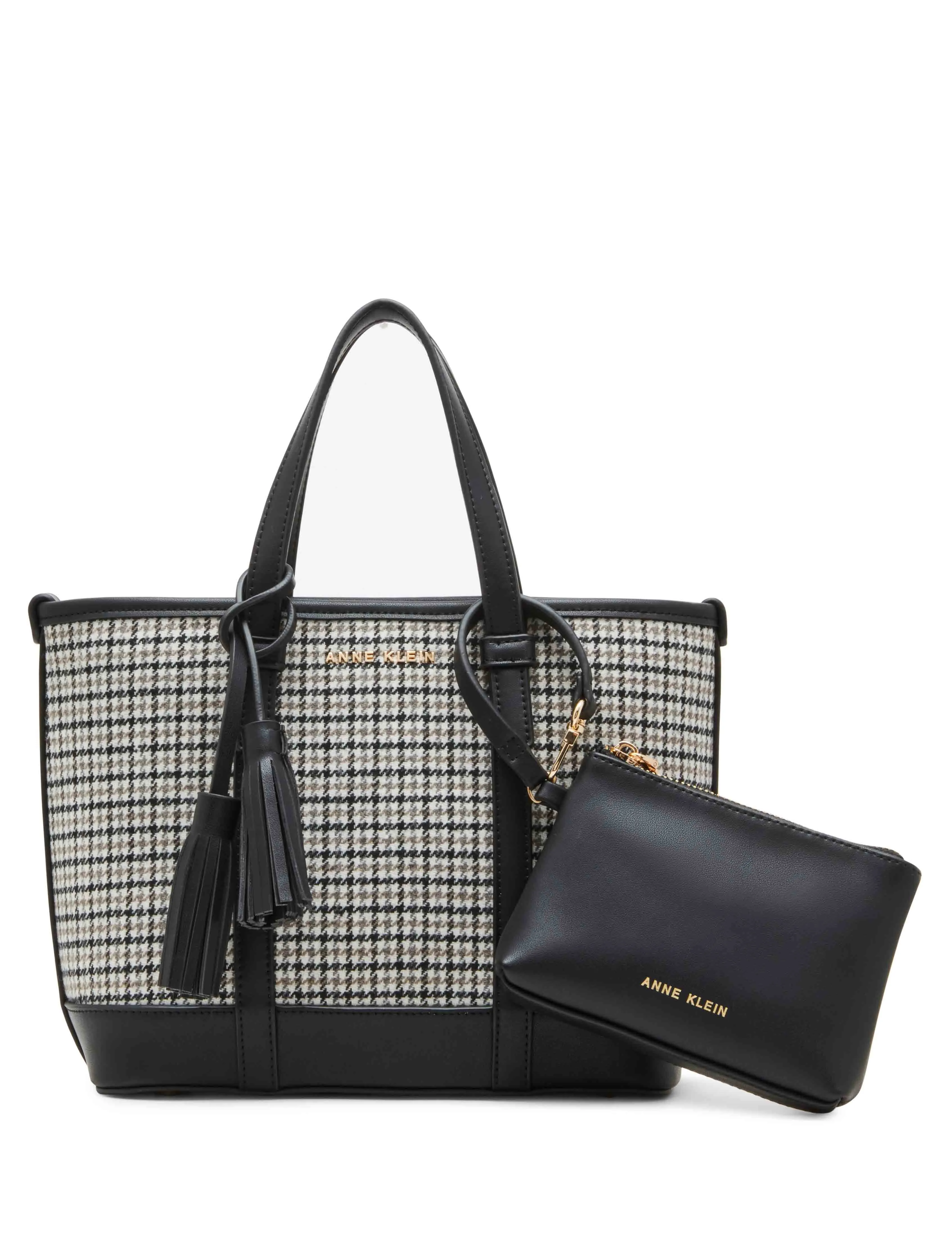 Mini Tote In Micro Houndstooth W/ Detachable Pouch sold by Anne Klein