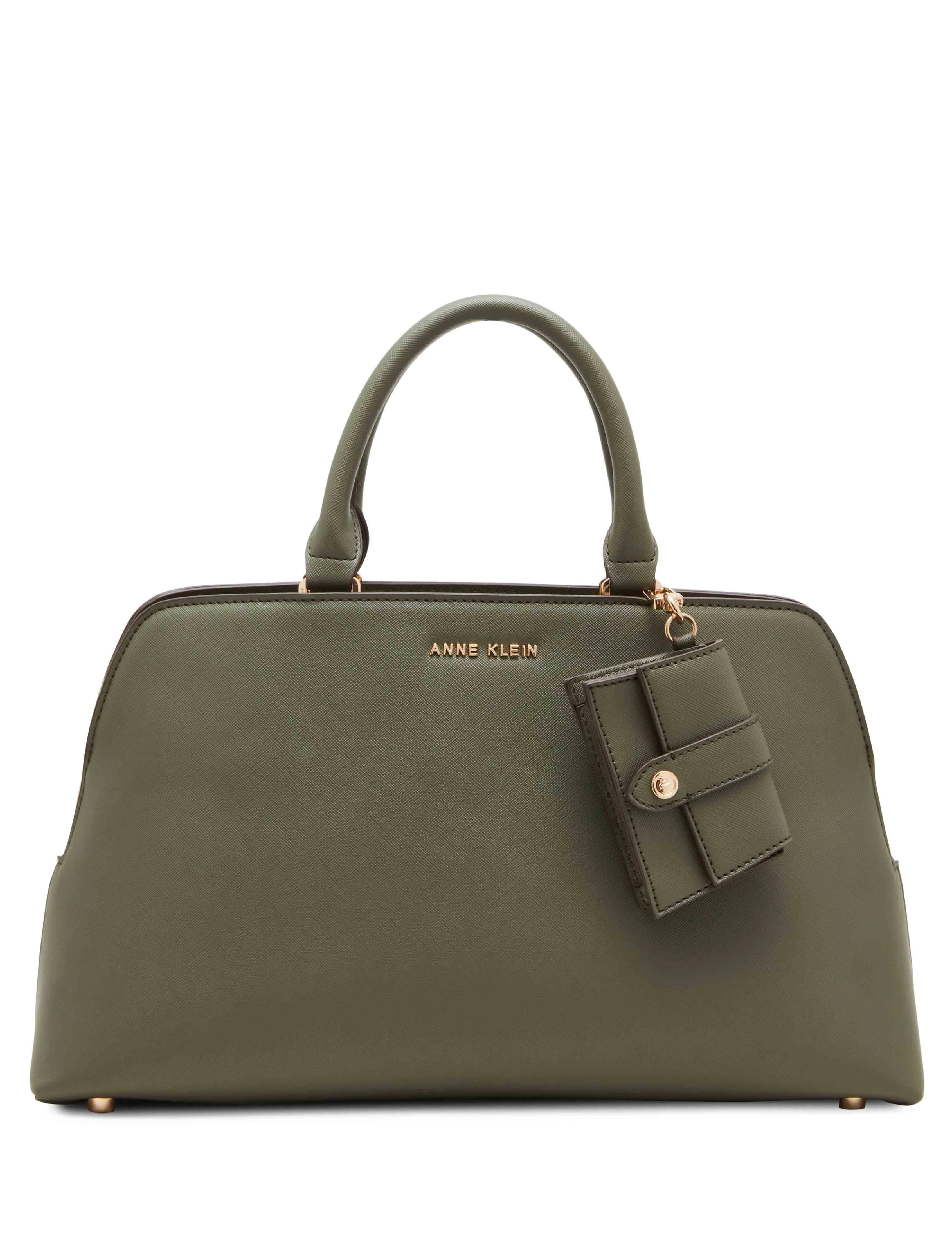 Rounded Edge Triple Compartment Satchel With Detachable Case sold by Anne Klein