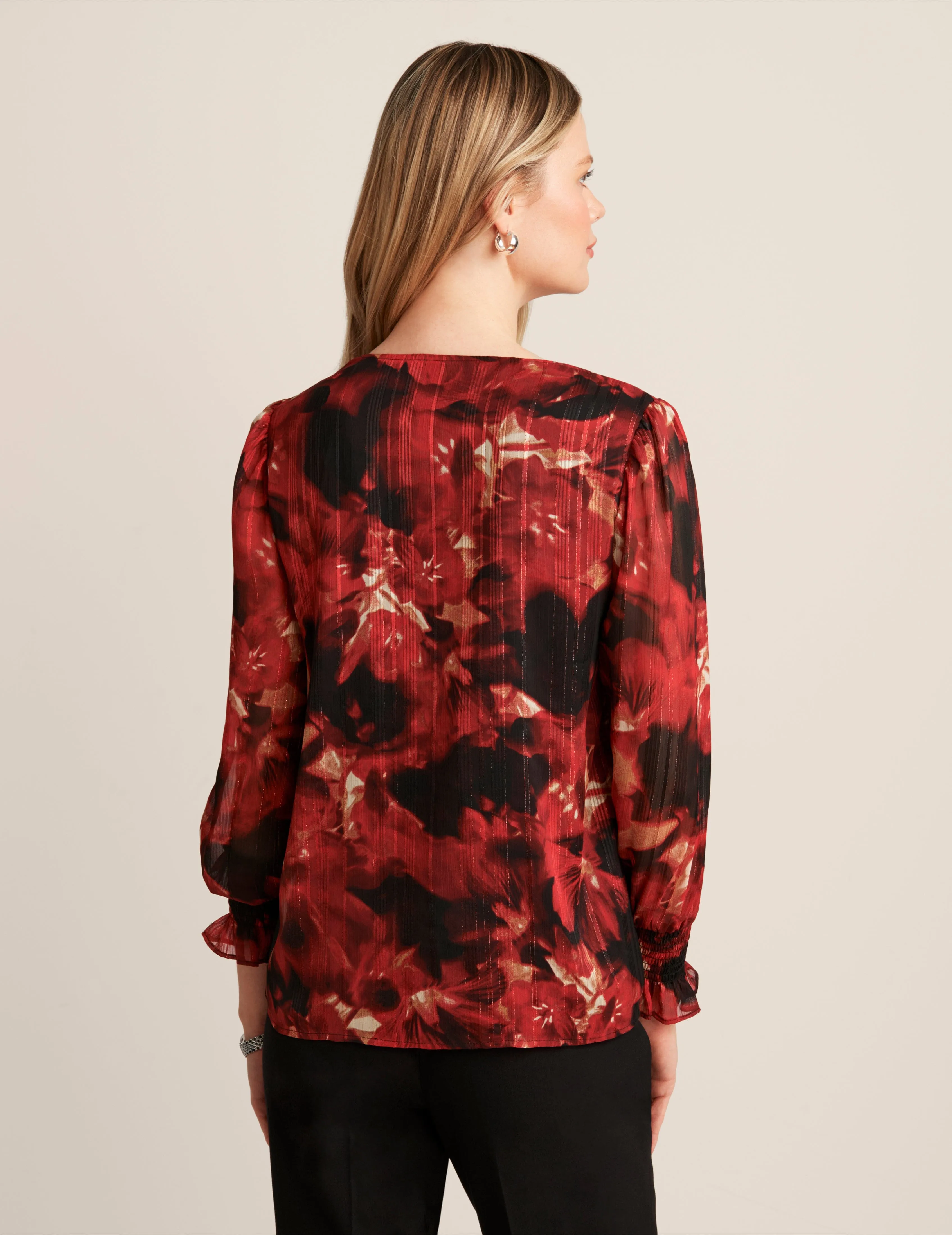 Long Sleeve V Neck Blouse sold by Anne Klein product image thumbnail 2