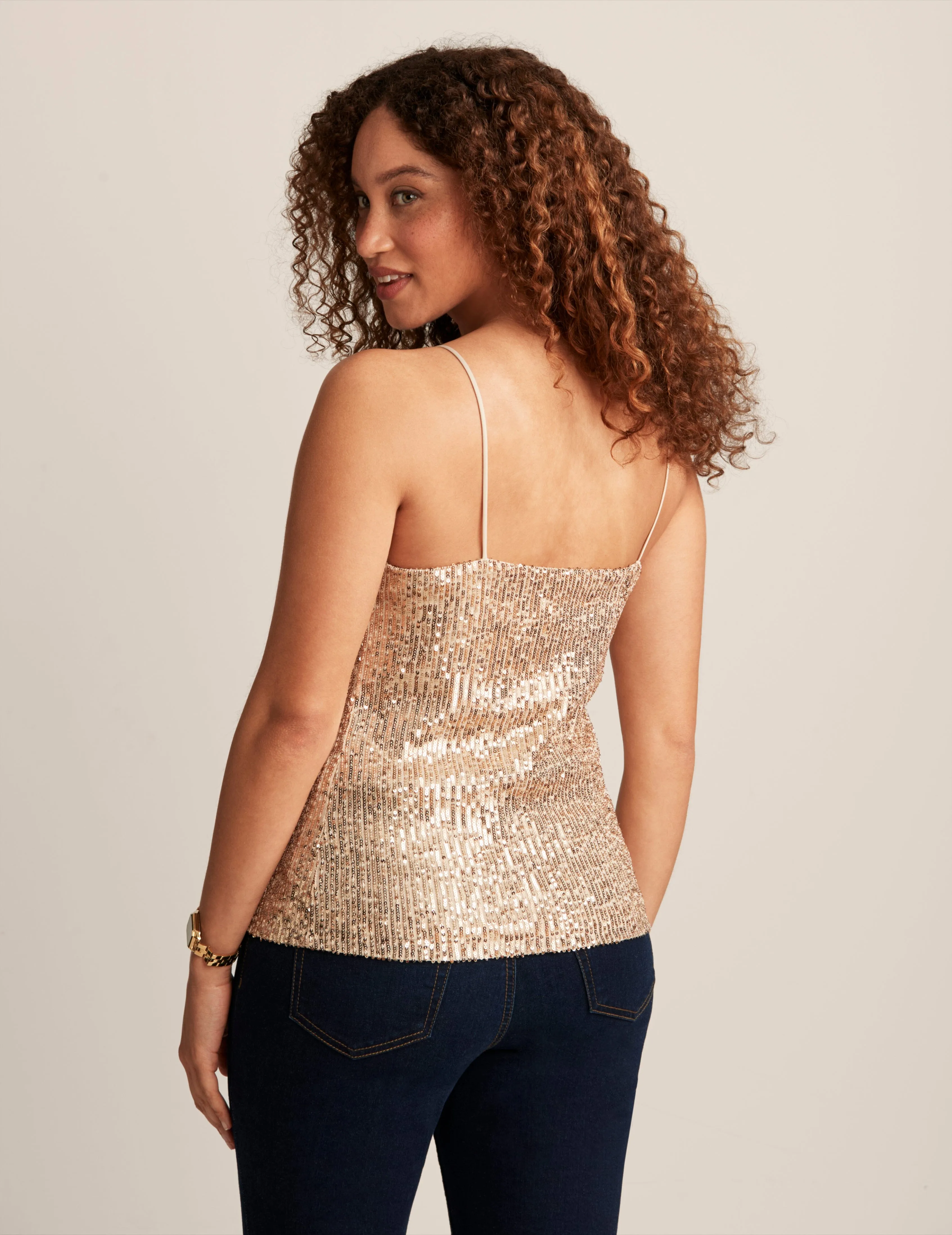 Linear Sequin Mesh V Neck Cami sold by Anne Klein product image thumbnail 2