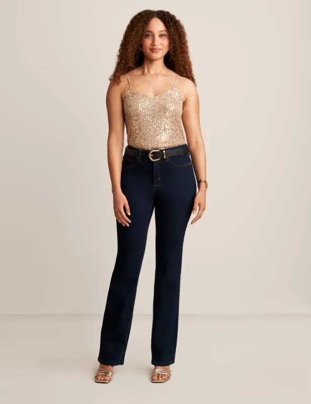 Linear Sequin Mesh V Neck Cami sold by Anne Klein
