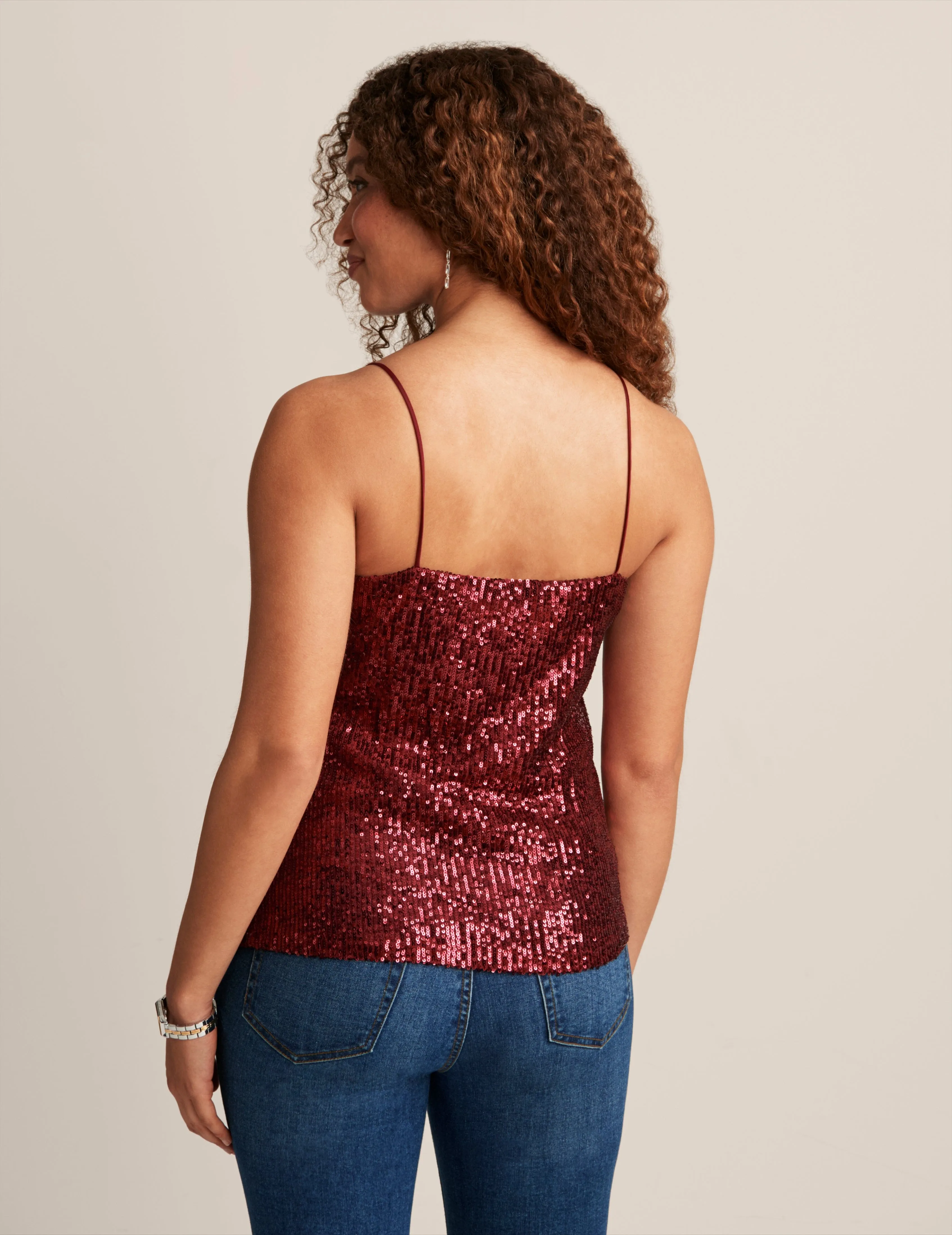 Linear Sequin Mesh V Neck Cami sold by Anne Klein product image thumbnail 2