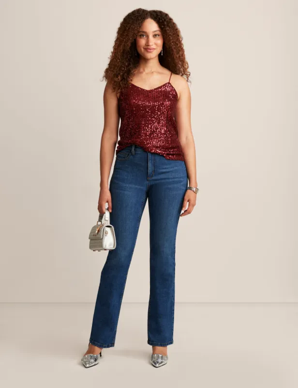 Linear Sequin Mesh V Neck Cami sold by Anne Klein