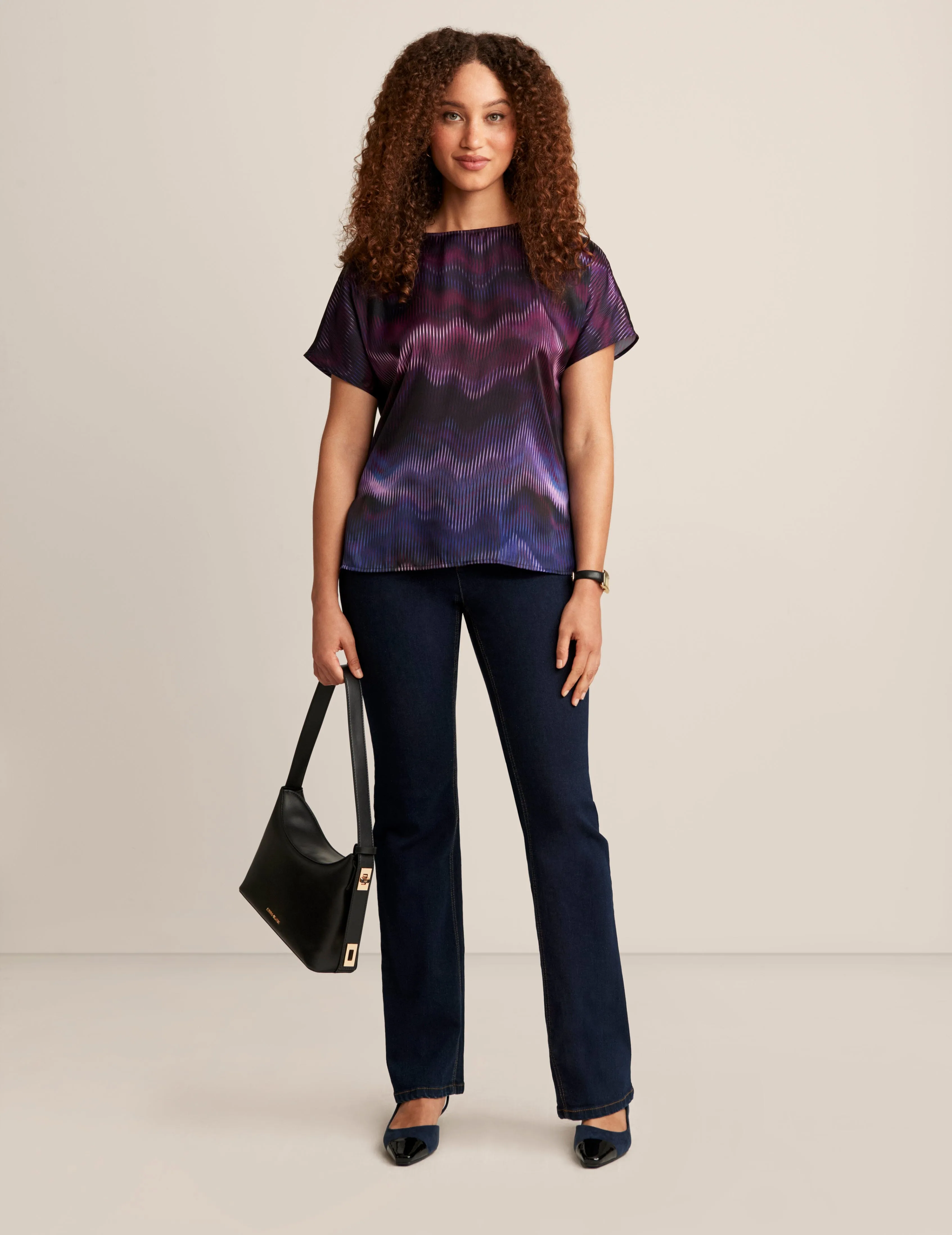 Short Sleeve Blouse With Bateau Neckline sold by Anne Klein