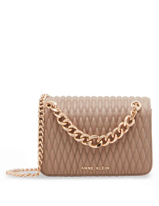 Ruched Flap Crossbody With Oversized Chain Swag sold by Anne Klein