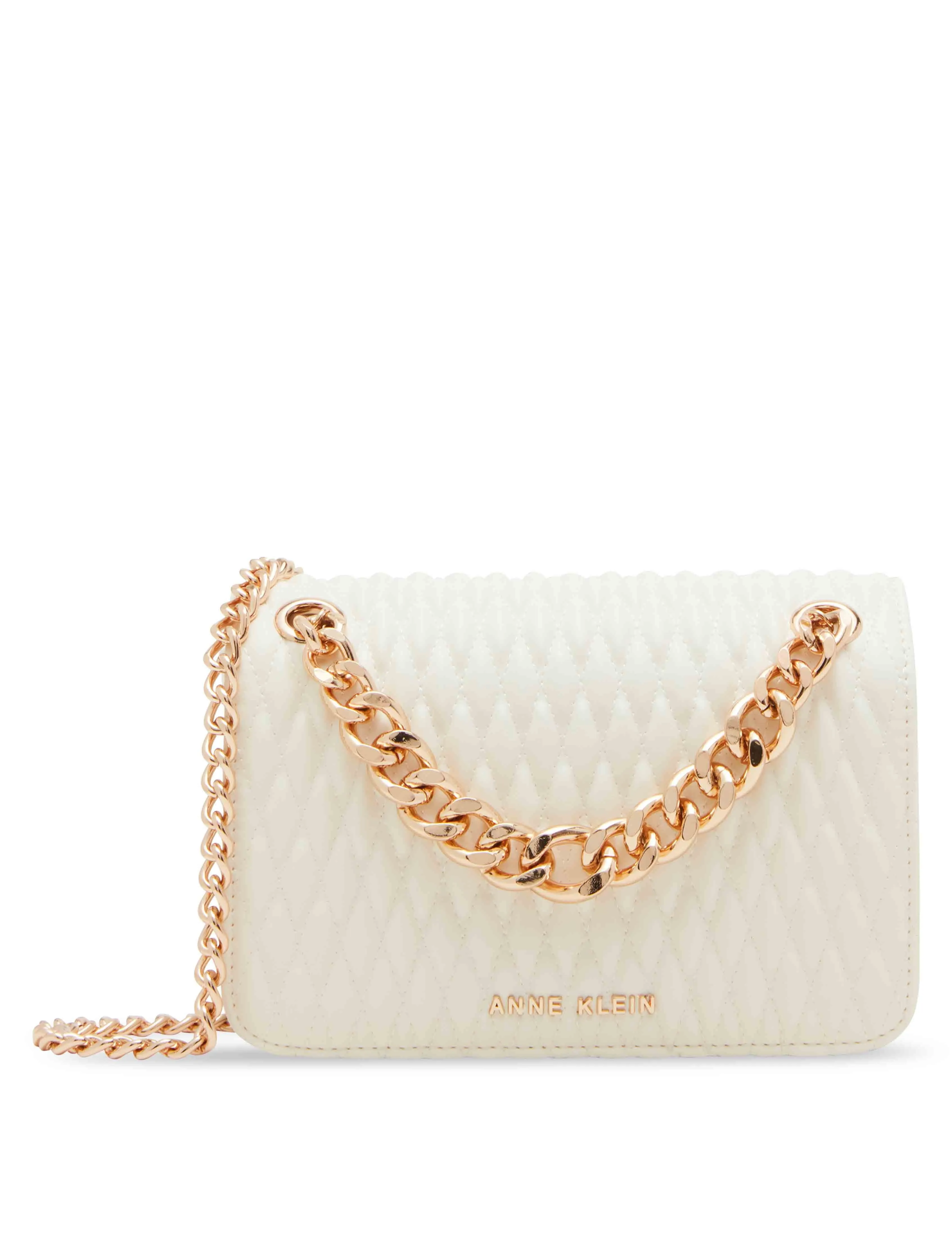 Ruched Flap Crossbody With Oversized Chain Swag sold by Anne Klein