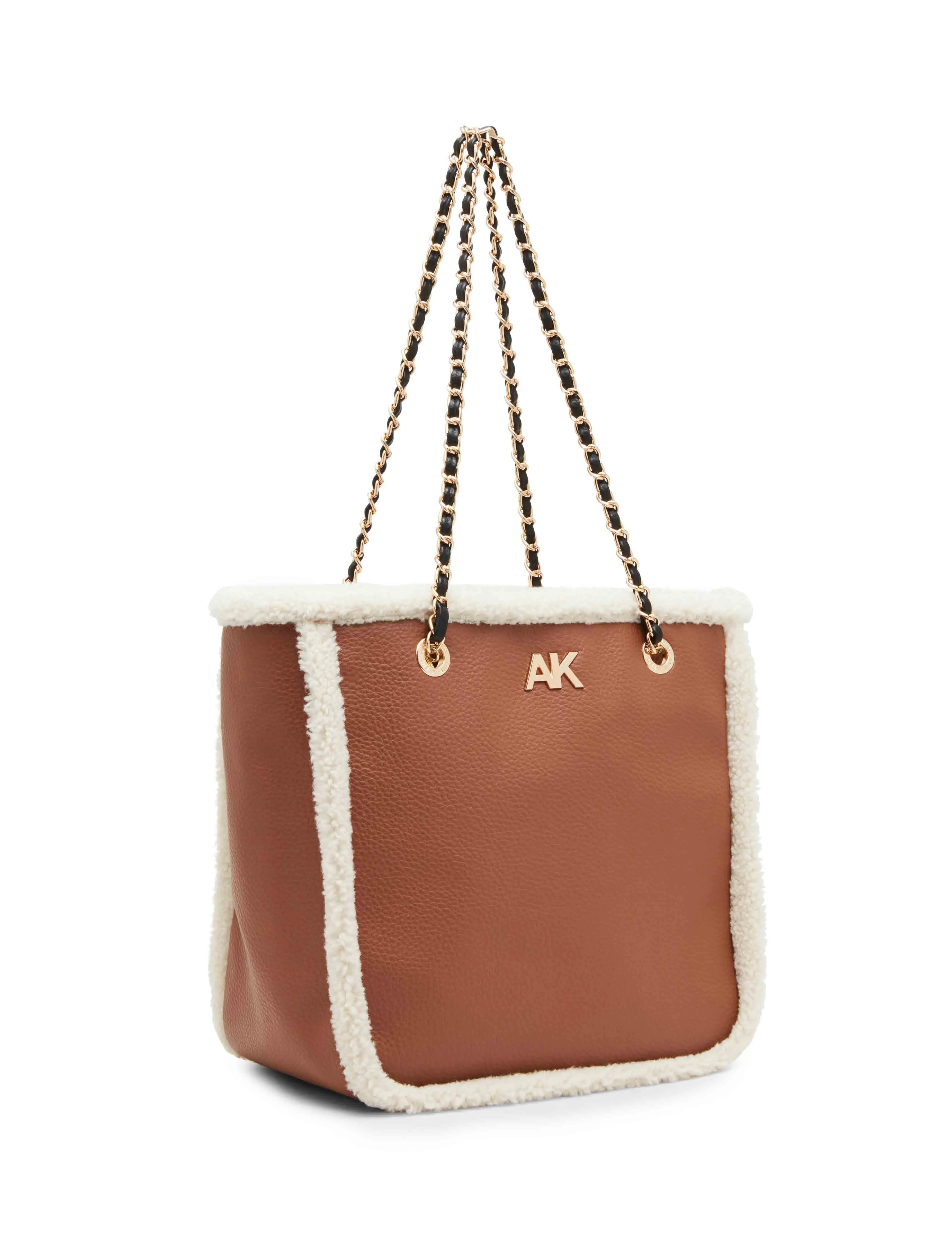 Sherpa Shopper Tote With Chain Detailing On Straps sold by Anne Klein product image thumbnail 3