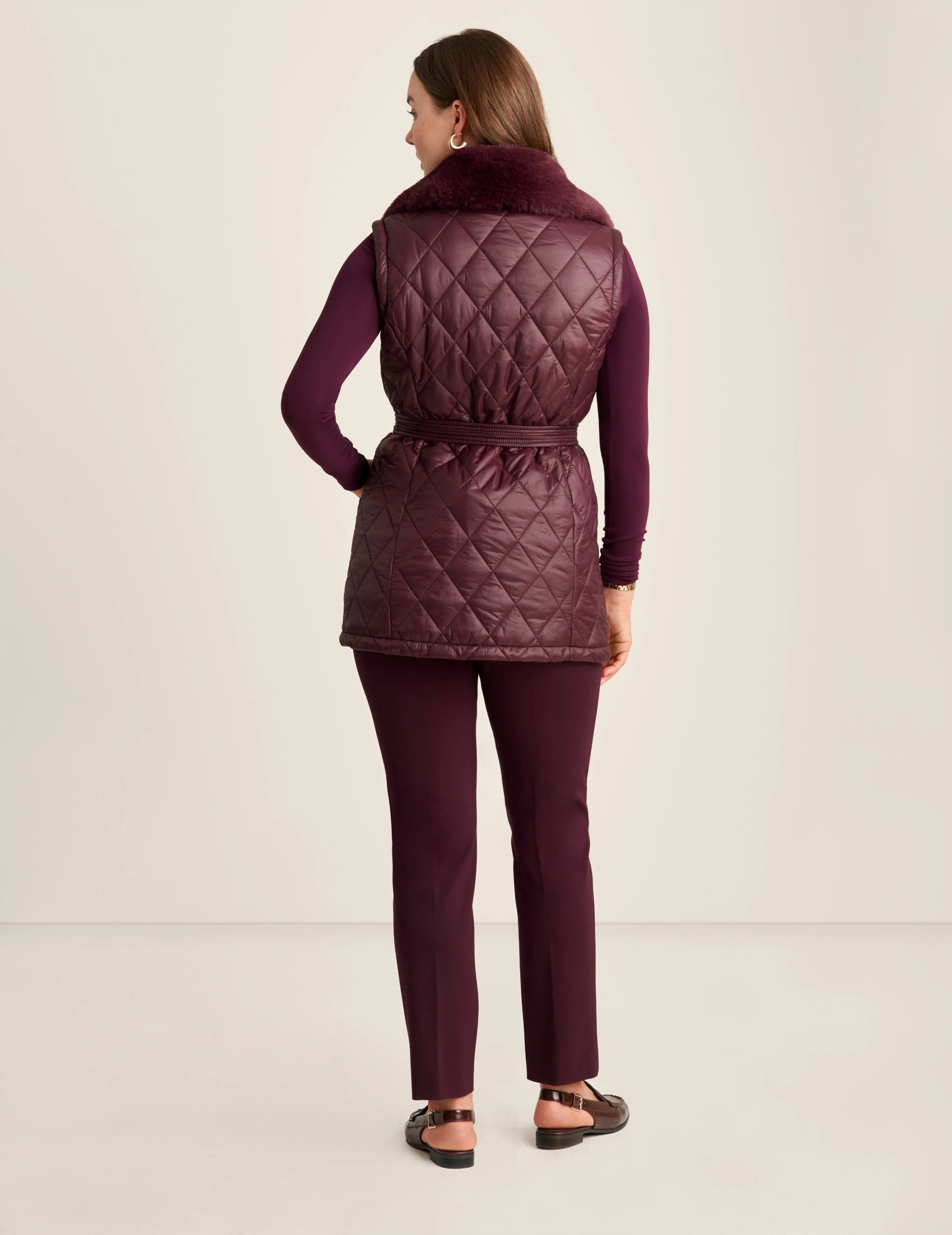 Quilted Vest & Faux Fur Collar sold by Anne Klein product image thumbnail 2