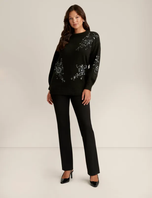 Floral Sequins Crew Neck Tunic sold by Anne Klein