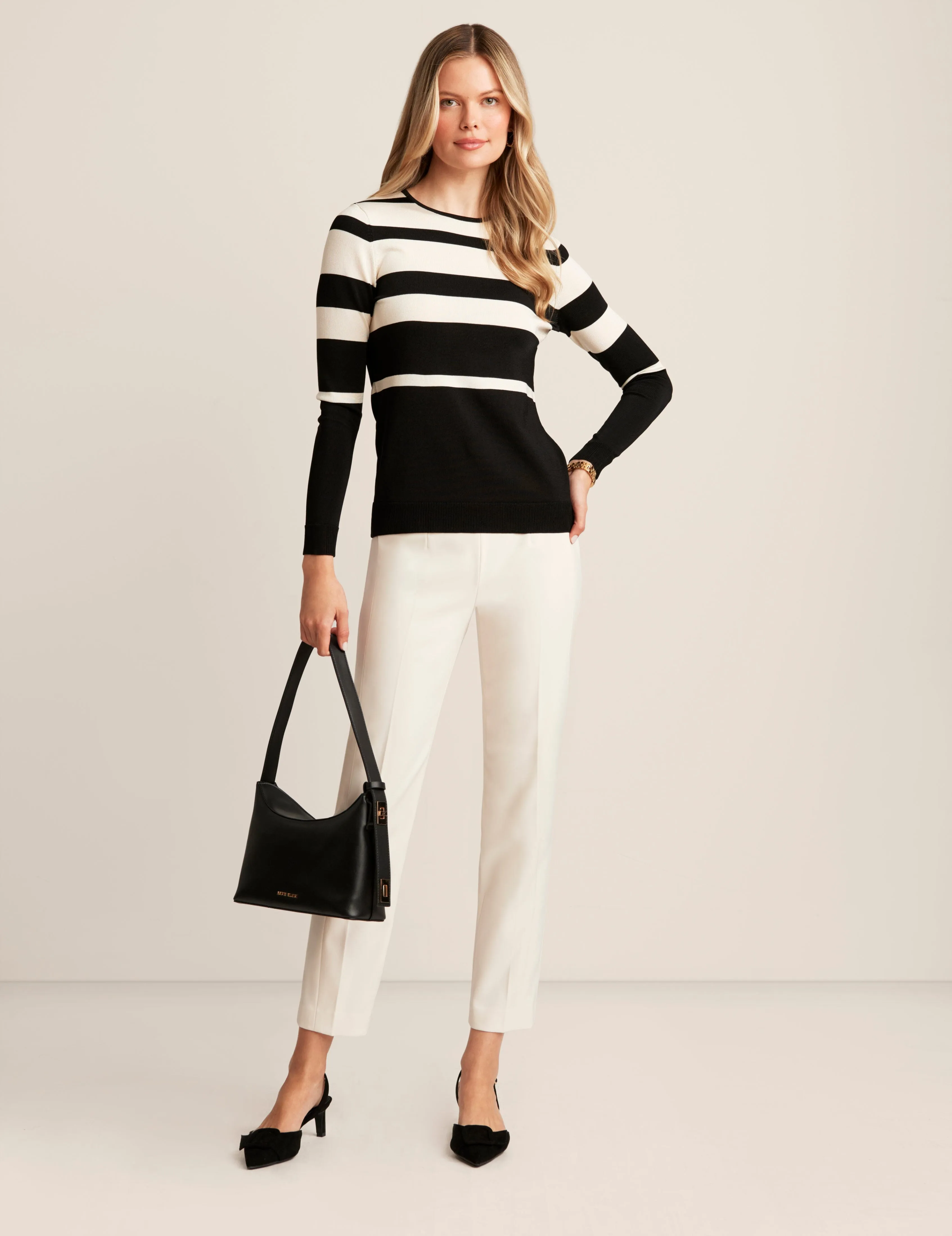 Striped Crew Neck Pullover sold by Anne Klein