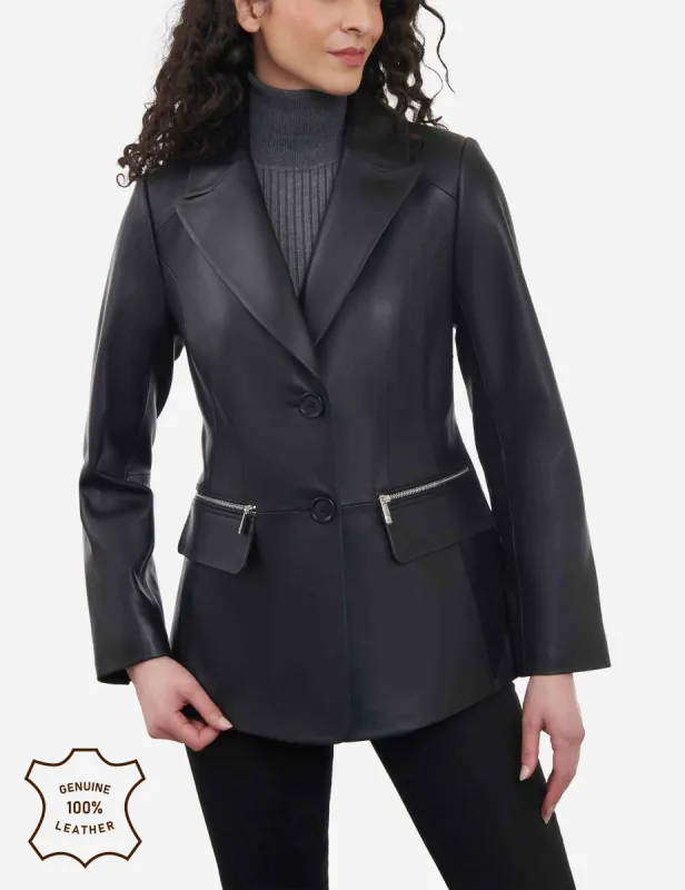 Leather Blazer made by Anne Klein