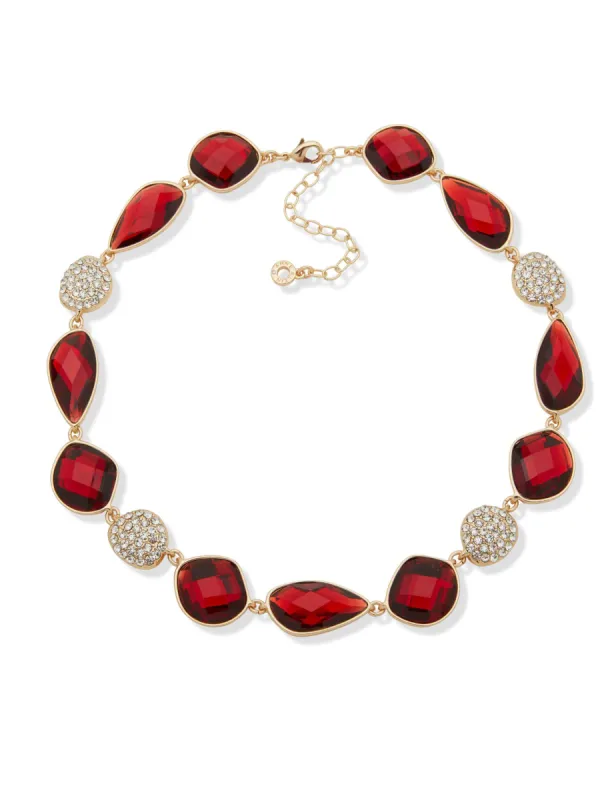 Station Collar Necklace - Gold-Siam sold by Anne Klein