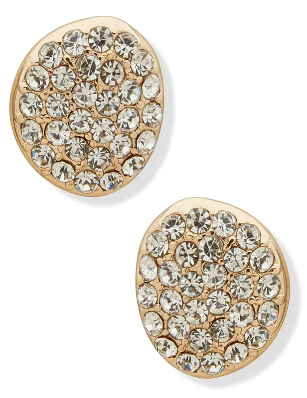 Pebble Stud Earring - Gold/Crystal made by Anne Klein
