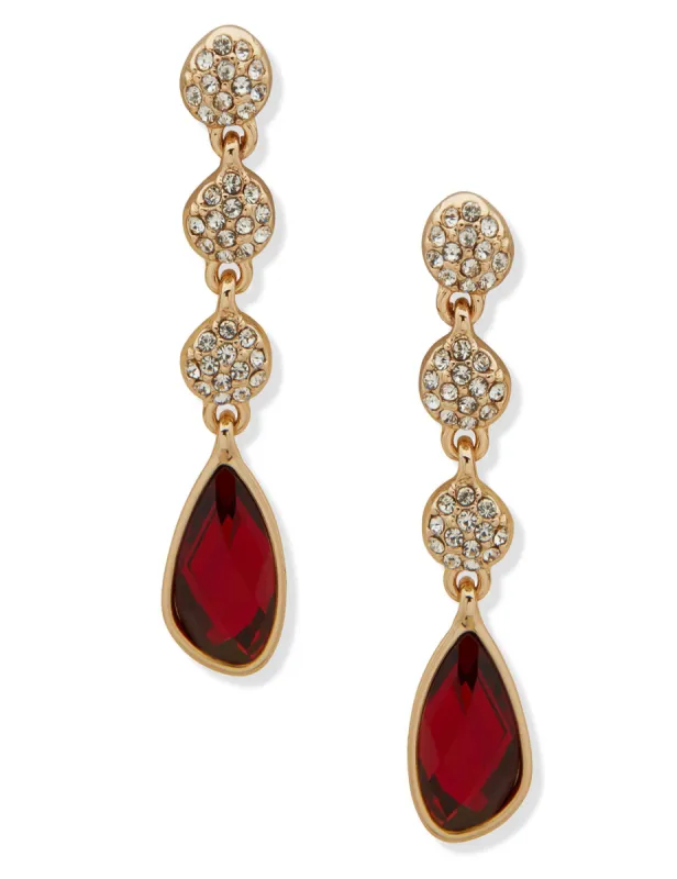 Linear Station Earring - Gold/Siam sold by Anne Klein