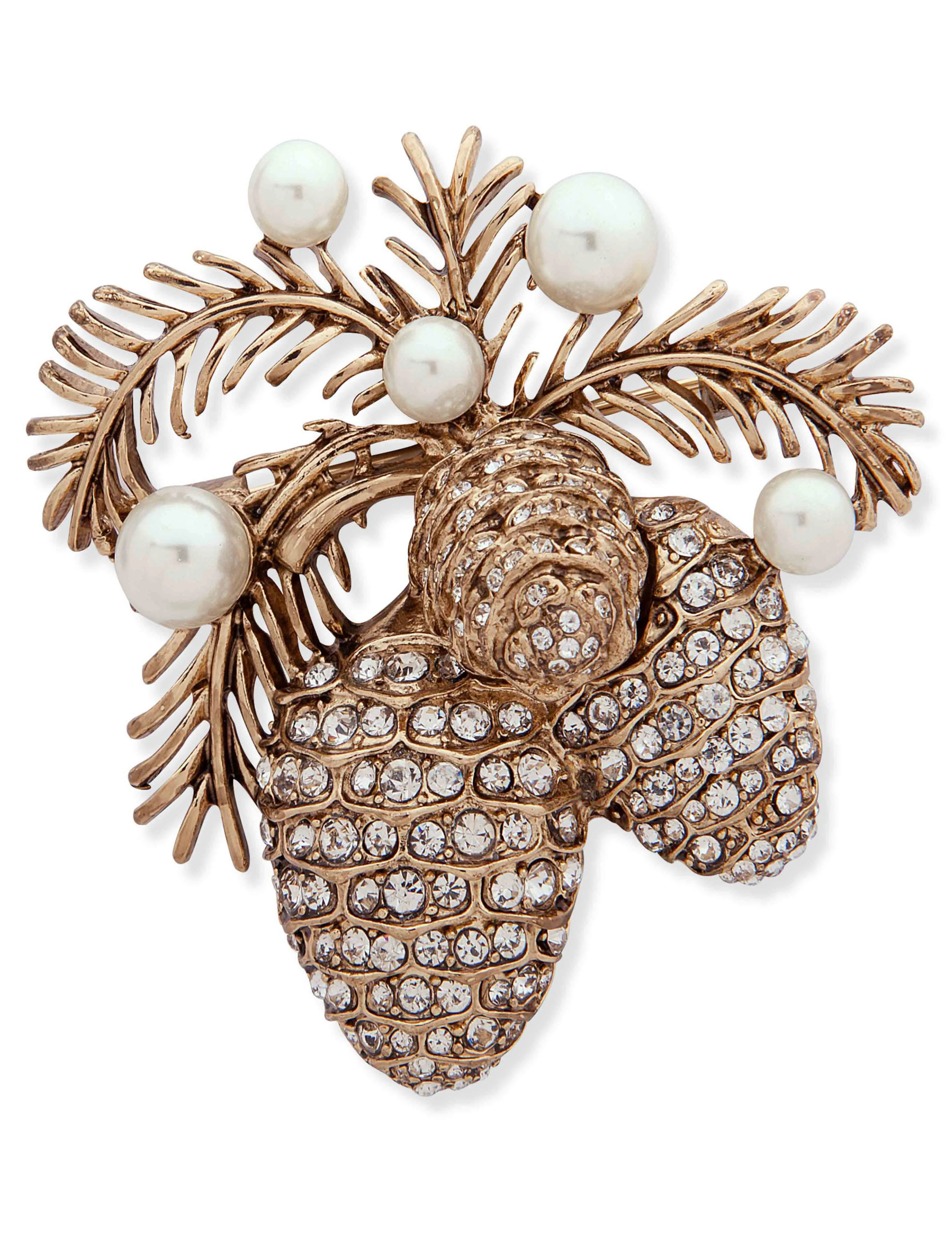 Pine Cone Pin - Gold/Pearl sold by Anne Klein
