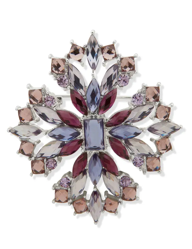 Cluster Stone Pin - Silver/Purple sold by Anne Klein