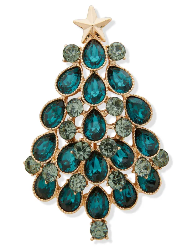 Christmas Tree Pin - Gold/Green sold by Anne Klein
