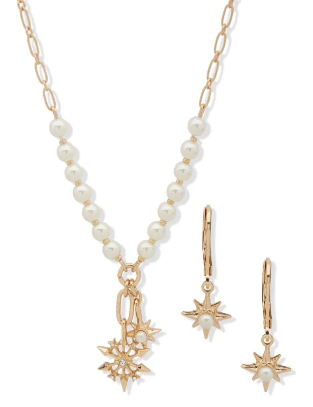 Snowflake Necklace/Earring Set - Pearl made by Anne Klein