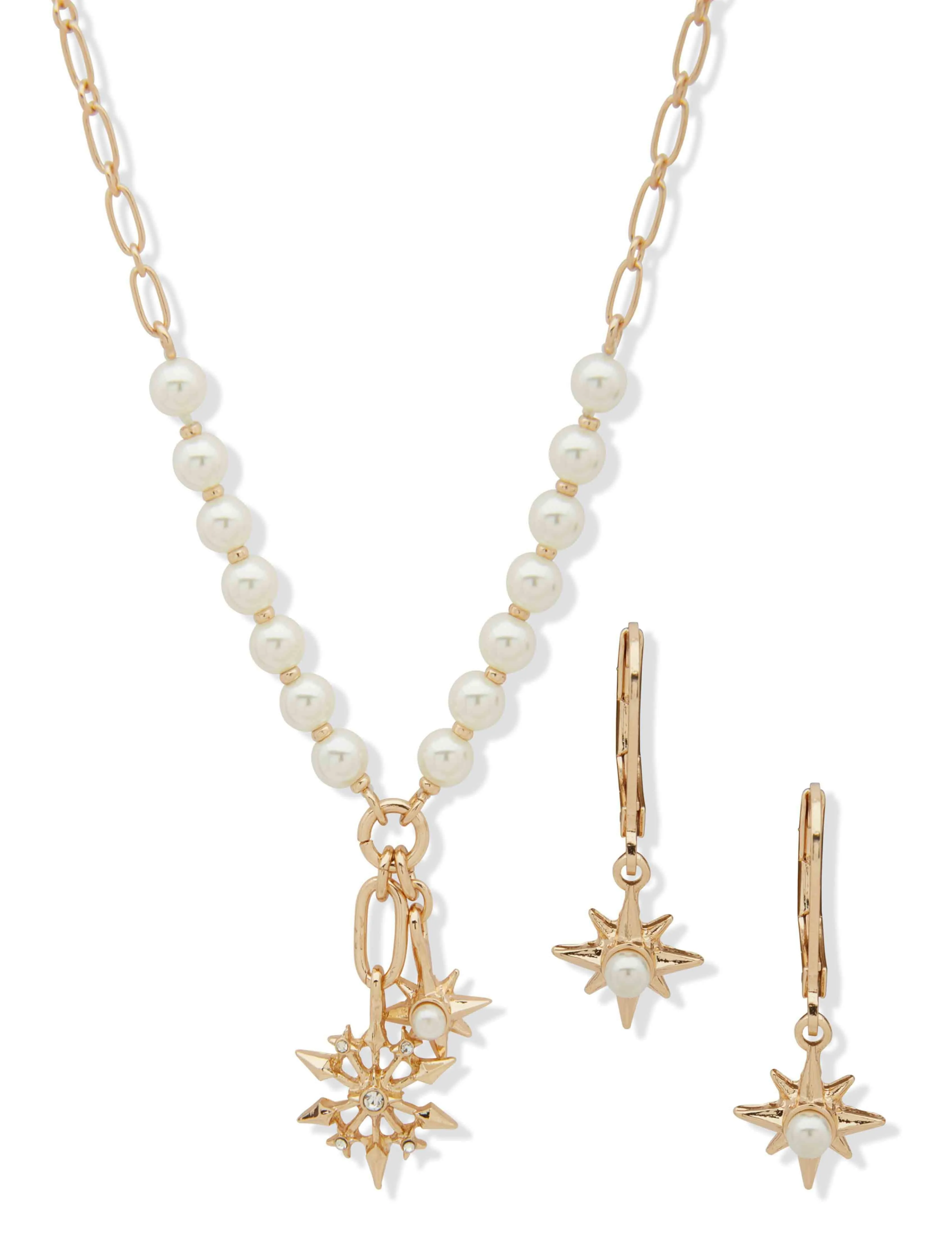 Snowflake Necklace/Earring Set - Pearl sold by Anne Klein