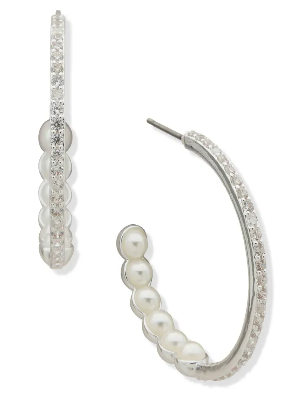 Stone C-Hoop Earring - Silver sold by Anne Klein