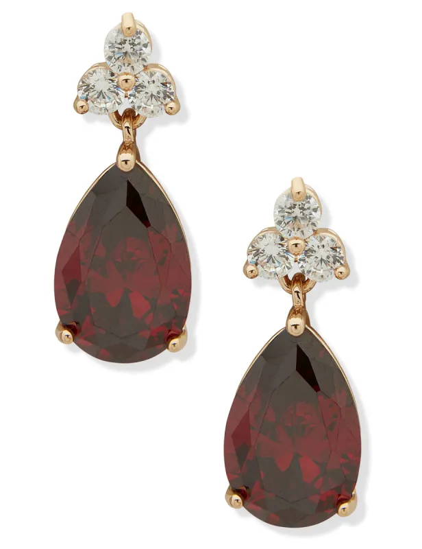 Pear Stone Drop Earring - Gold/Red sold by Anne Klein