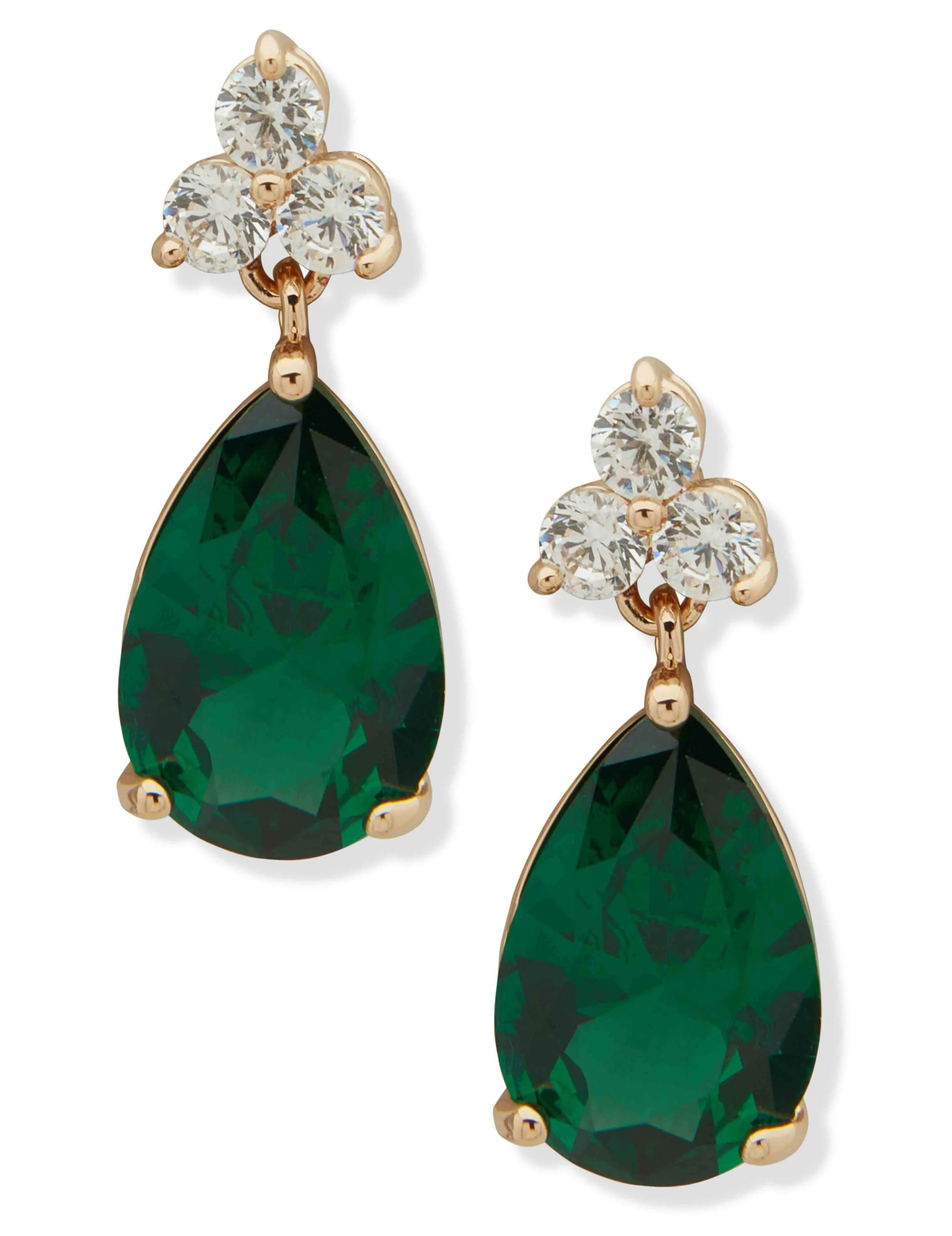 Pear Stone Drop Earring - Gold/Green sold by Anne Klein