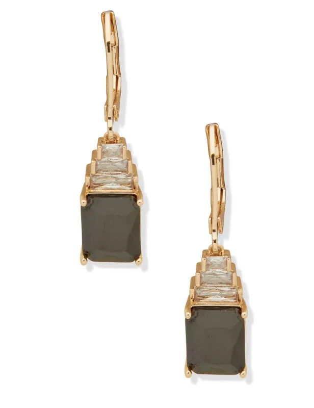 Levbak Drop Earring - Gold/Jet sold by Anne Klein
