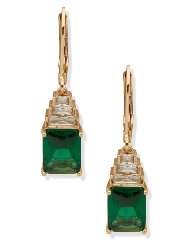 Levback Drop Earring - Gold/Green sold by Anne Klein