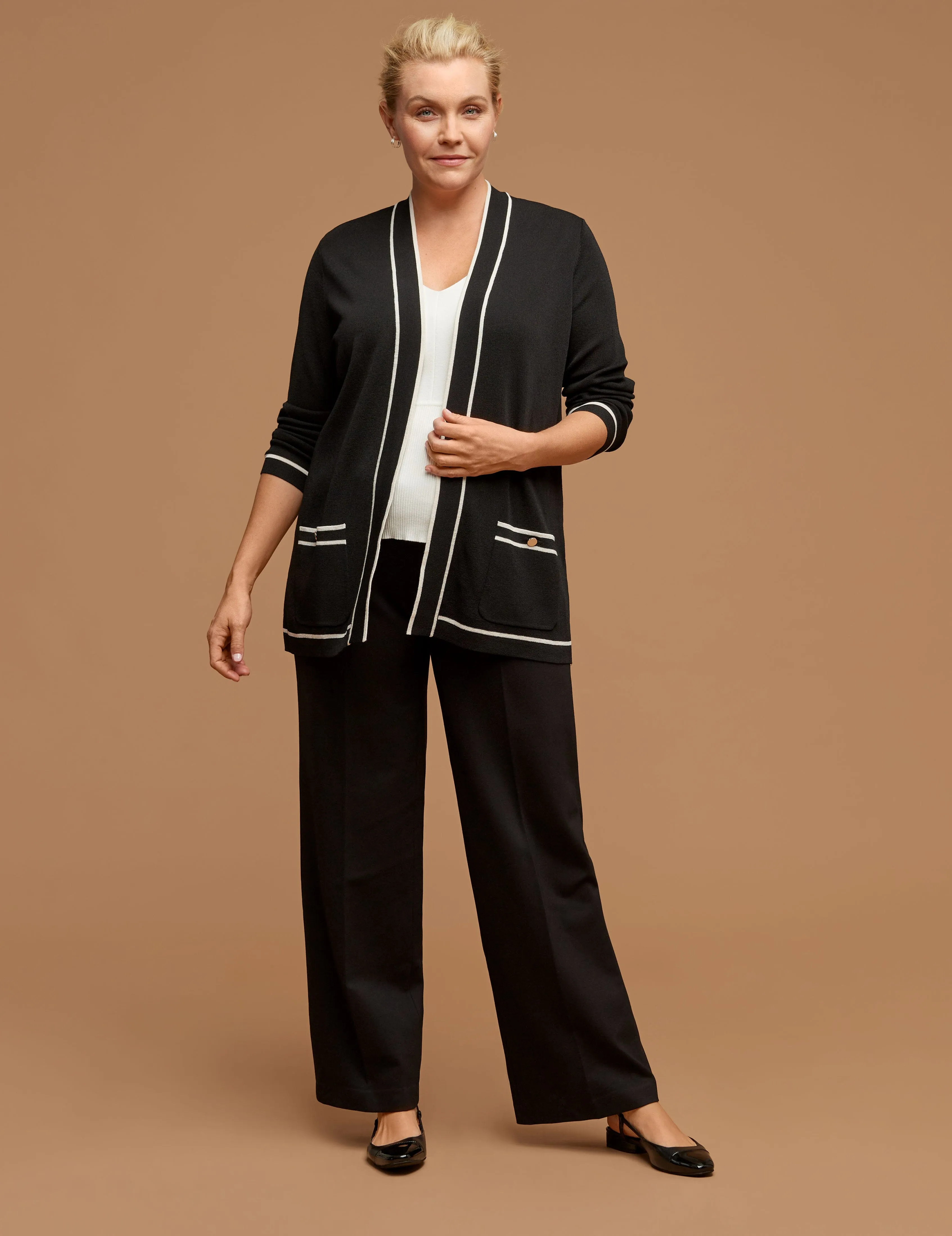 Plus Size Malibu Cardigan With Tipping sold by Anne Klein