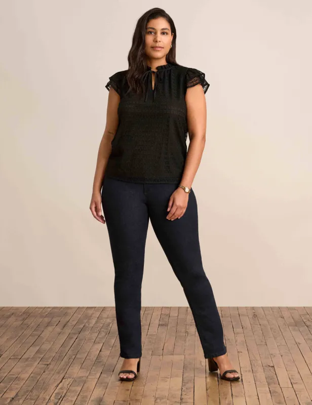 Diamond Fleur Lace Ruffle Sleeve Top sold by Anne Klein