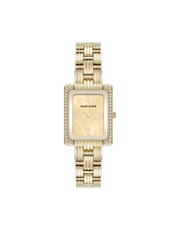 Premium Crystal Accented Grooved Link Bracelet Watch sold by Anne Klein