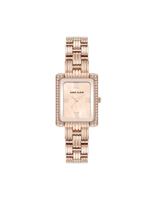 Premium Crystal Accented Grooved Link Bracelet Watch sold by Anne Klein