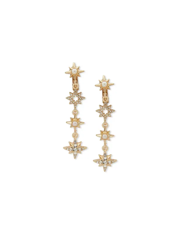 Linear Star Earrings - Gold/Crystal sold by Anne Klein