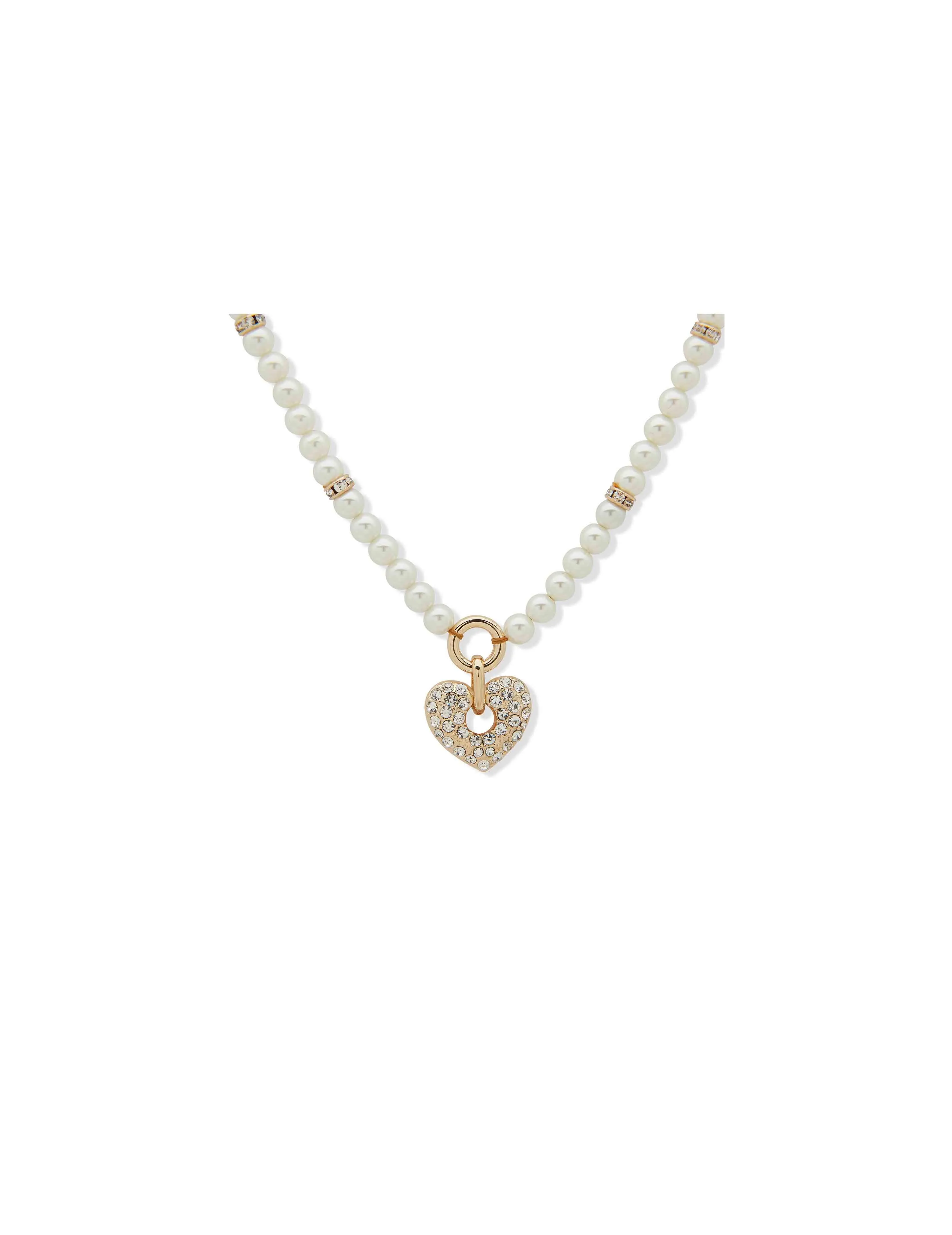 Heart Motif Pendant - Gold/Pearl sold by Anne Klein