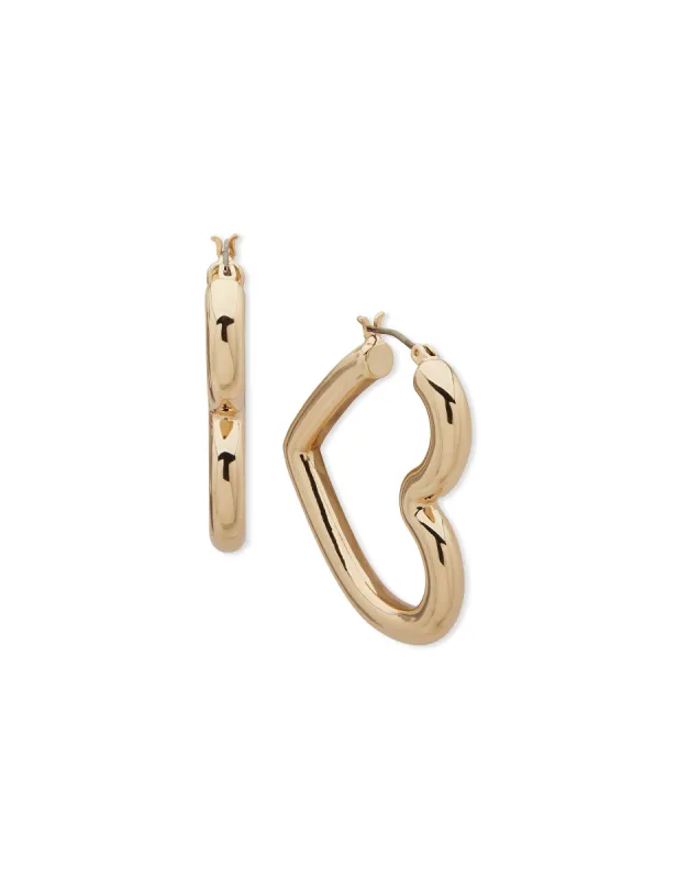 37MM Heart Motif Hoop - Gold sold by Anne Klein