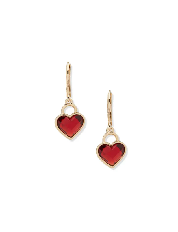 Heart Motif Earring - Gold/Siam sold by Anne Klein