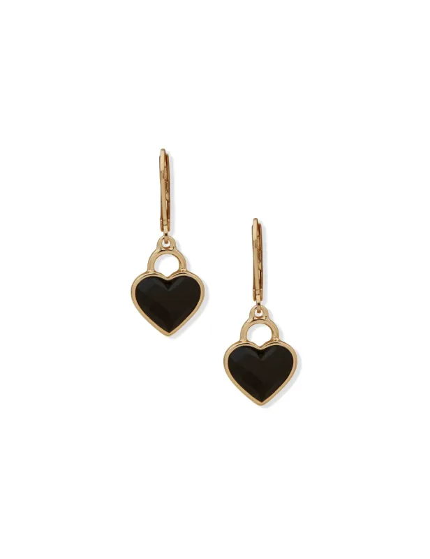 Heart Motif Earring - Gold Jet sold by Anne Klein
