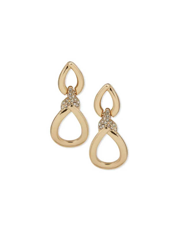 Twist Drop Earring - Gold/Crystal sold by Anne Klein