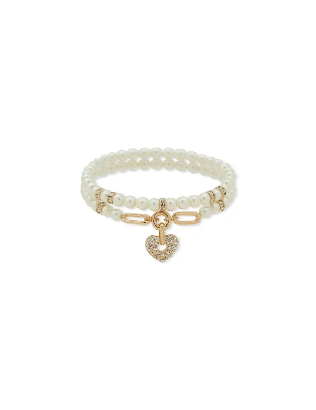 Heart Motif Bracelet - Pearl/Crystal sold by Anne Klein