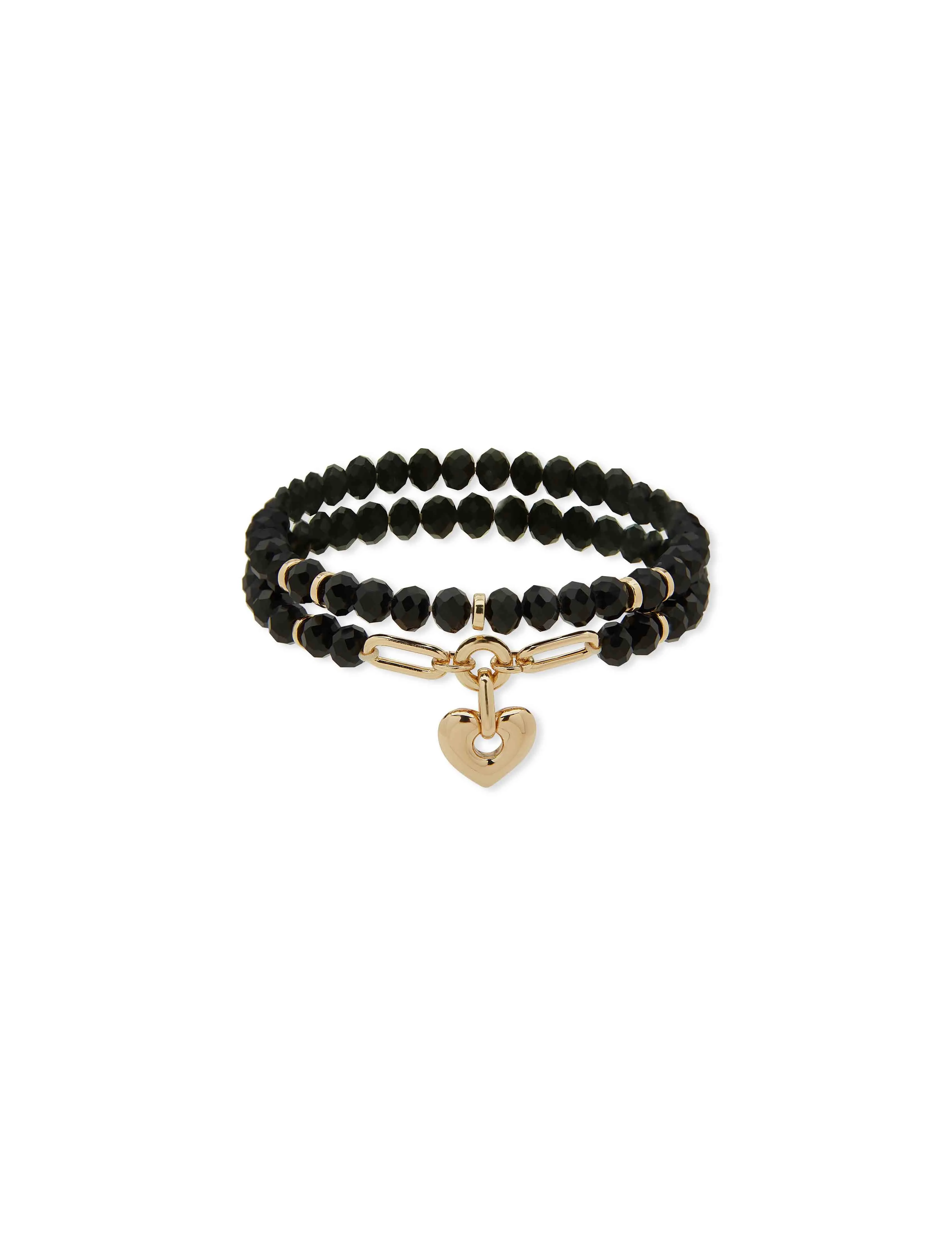 Heart Motif Bracelet - Gold/ Jet Crystal sold by Anne Klein