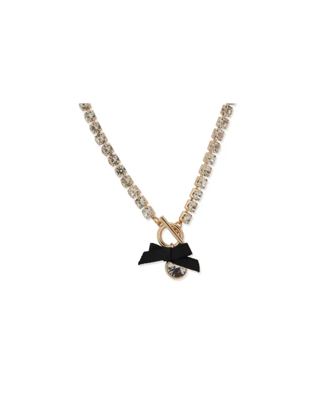 Bow Toggle Necklace - Gold/Crystal sold by Anne Klein