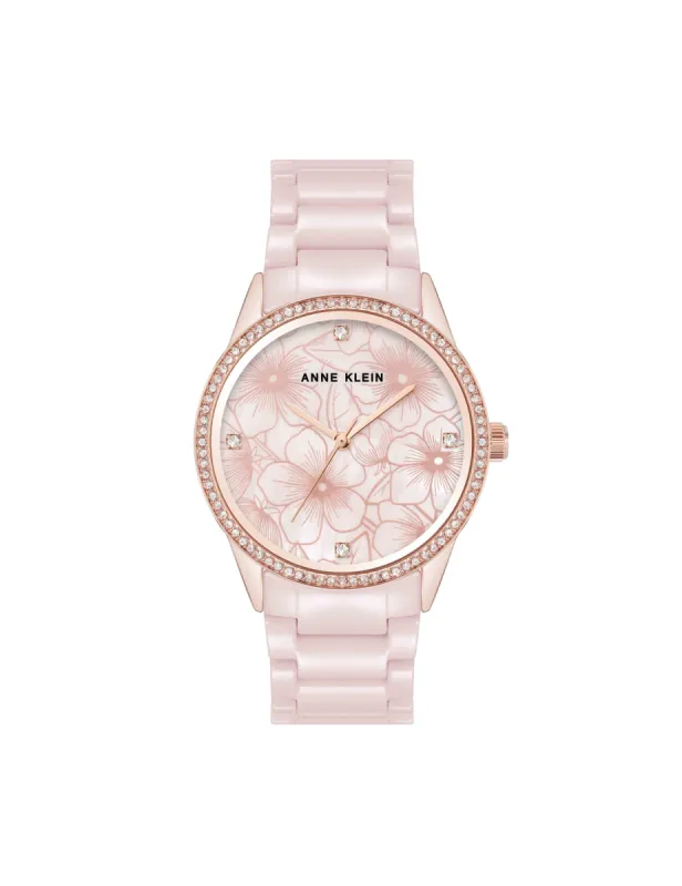 Ceramic Bracelet Floral Dial Watch sold by Anne Klein