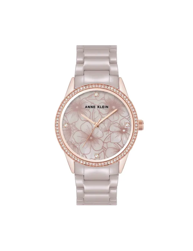 Ceramic Bracelet Floral Dial Watch sold by Anne Klein