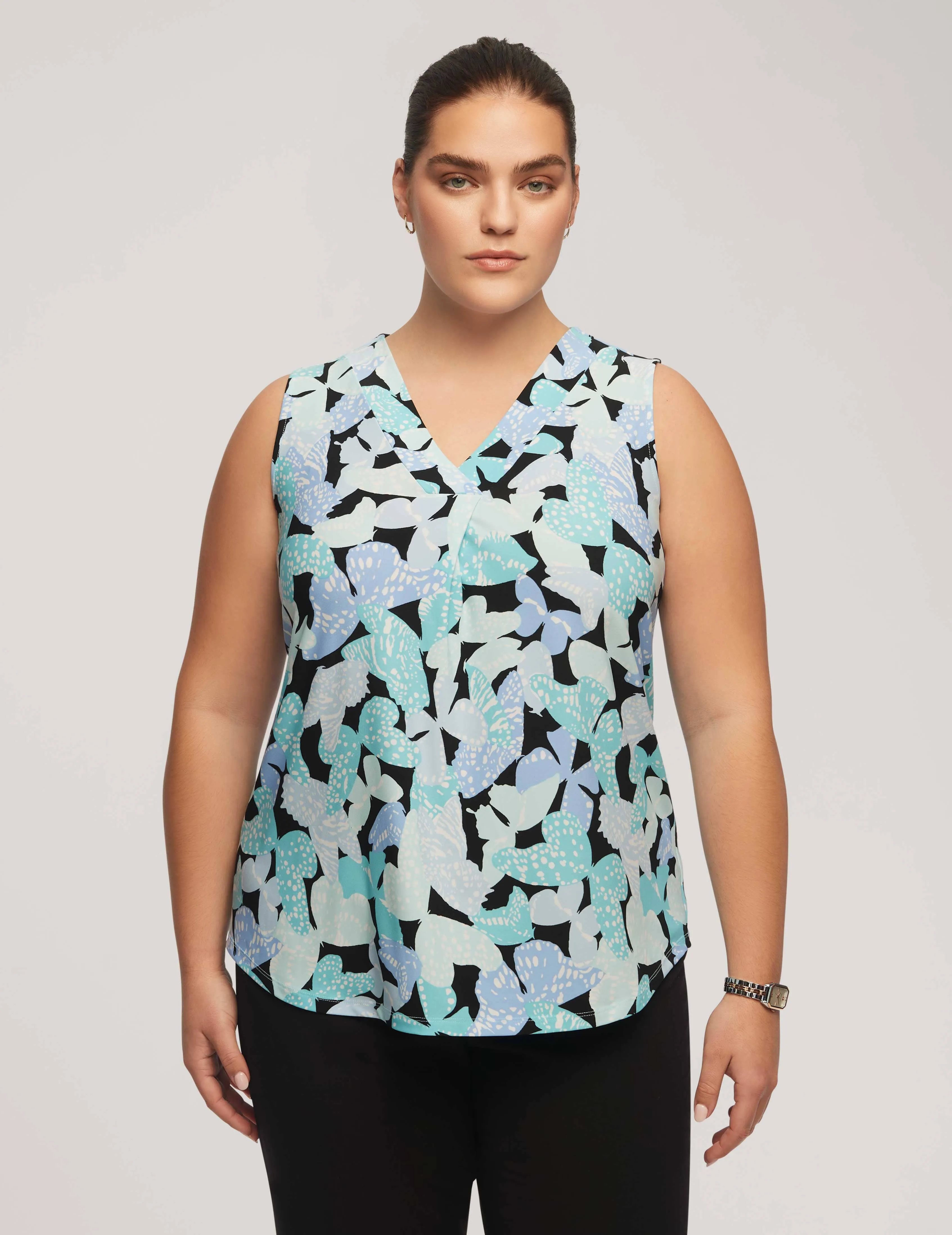Plus Size Printed Pleat Front Shell - Sale sold by Anne Klein
