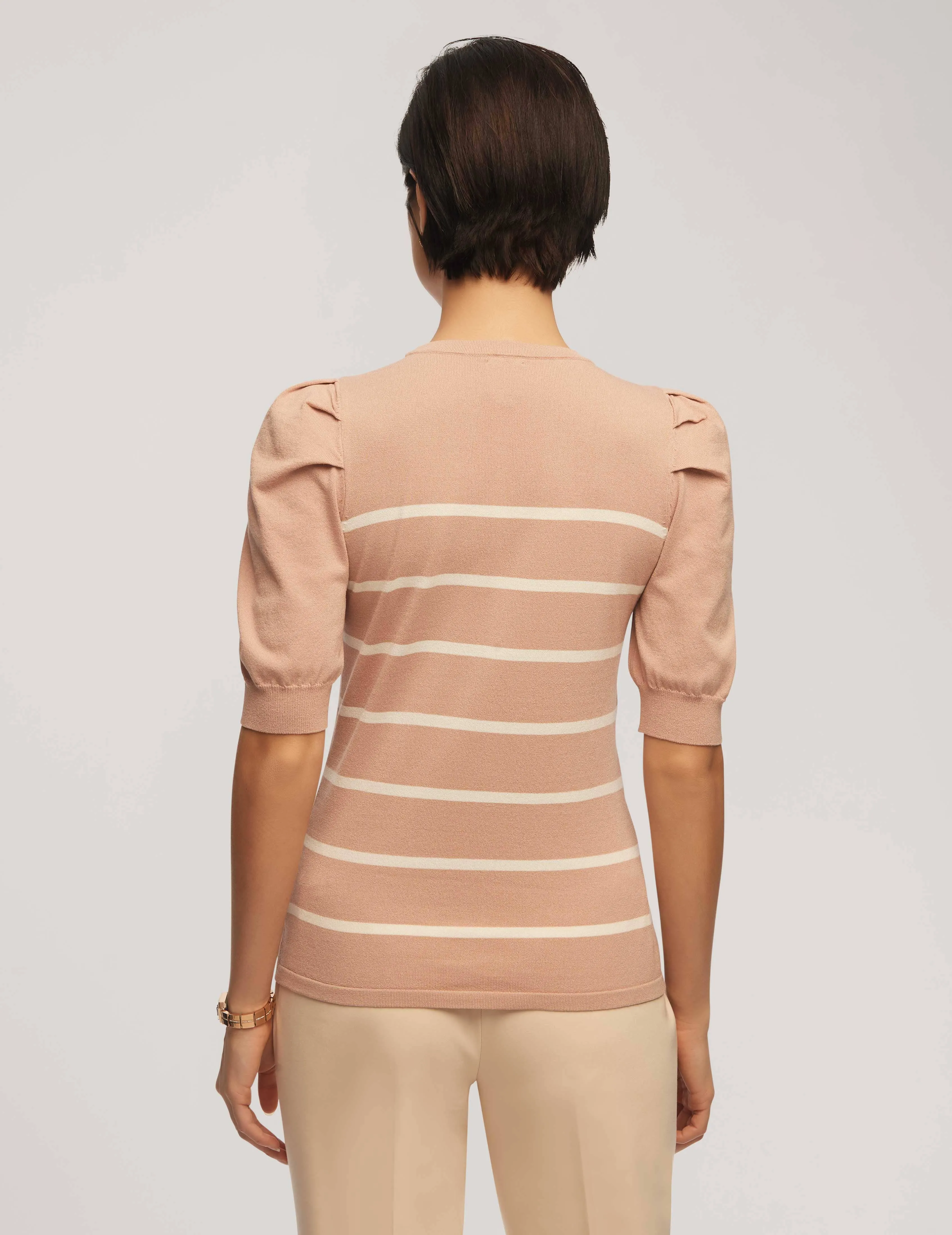 Short Puff Sleeve Crew Neck With Stripes - Sale sold by Anne Klein product image thumbnail 2